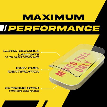 Fuel Stickers Mixed Fuel Sticker, 2-Cycle Label: Fuel Can & Outdoor Power Equipment, Hvy-Dty, 2''x1'', 20PK Z-2X1MFO-20PK